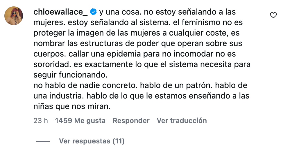 Chloé Wallace rompe el silencio sobre la obsesión por la delgadez extrema