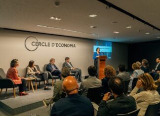 Alícia Romero interviene en el Cercle d’Economia durante la presentación del consorcio de inversiones