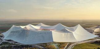 Recreación del futuro Gran Estadio Hassan II de Casablanca, candidato a albergar la final del Mundial 2030.