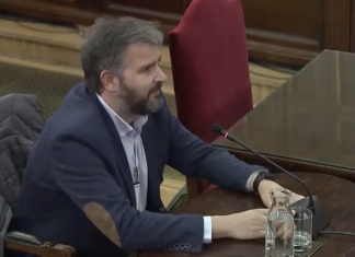 Ferran Burriel durante su comparecencia en el Tribunal Supremo en el juicio del procés