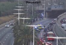 Accidente en la Ronda Litoral de Barcelona con ambulancias y retenciones de tráfico