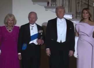 el banquete de gala en la Casa Blanca, con la presencia de Donald Trump, Melania Trump, el rey Carlos III y la reina Camilla