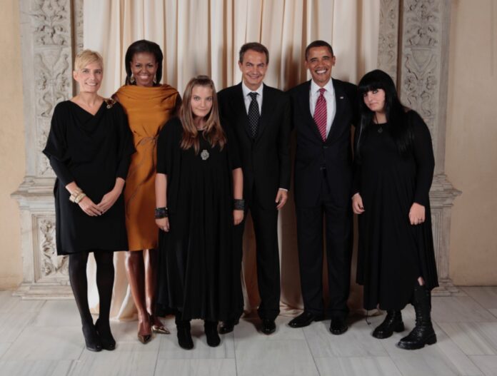 José Luis Rodríguez Zapatero y su familia junto a Barack y Michelle Obama en la Casa Blanca