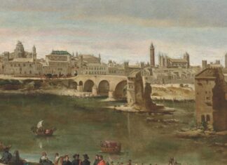 Vista histórica de Zaragoza junto al río Ebro