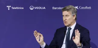 Feijóo durante su intervención en el Cercle d'Economia