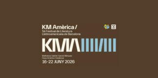 Cartel oficial de la quinta edición del Festival KM Amèrica, que se celebrará en Barcelona del 16 al 22 de junio de 2026.