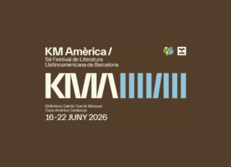 Cartel oficial de la quinta edición del Festival KM Amèrica, que se celebrará en Barcelona del 16 al 22 de junio de 2026.
