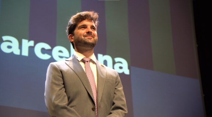 Jordi Aragonès durante su proclamación como candidato de Aliança Catalana a la alcaldía de Barcelona en un acto celebrado en el Centre Cultural del Born.