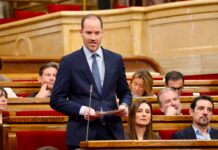 Juan Fernández interviene durante una sesión del Parlament de Catalunya.
