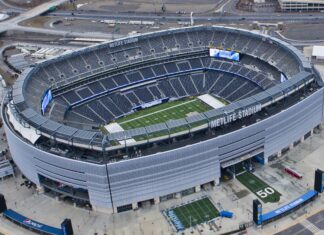 España favorita en las casas de apuestas desde la victoria ante Francia, con ligera tendencia a la baja Vista aérea del MetLife Stadium, sede de la final del Mundial 2026 entre España y Argentina.