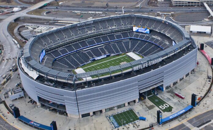 Vista aérea del MetLife Stadium, sede de la final del Mundial 2026 entre España y Argentina.