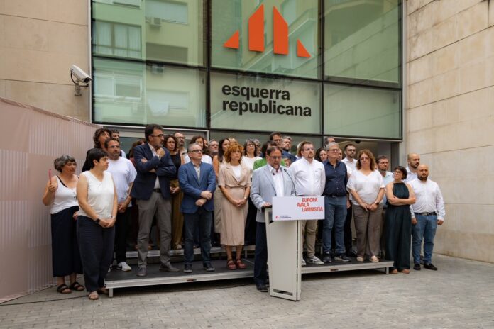 Oriol Junqueras comparece en la sede de ERC tras el aval del TJUE a la ley de amnistía.