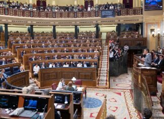 Pedro Sánchez interviene en el Congreso de los Diputados durante una sesión parlamentaria.