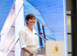 La ministra de Vivienda, Isabel Rodríguez, durante la presentación del portal inmobiliario Casa 47.