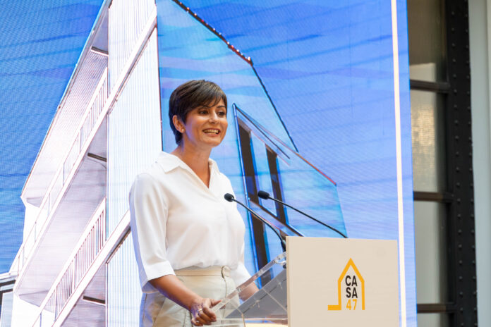 La ministra de Vivienda, Isabel Rodríguez, durante la presentación del portal inmobiliario Casa 47.