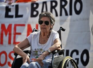 Mari Carmen Abascal en una de las últimas movilizaciones por la vivienda.